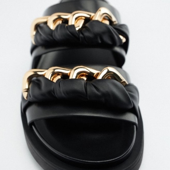 ZARA Flat Sandals with Chain Detail BNWT - Picture 2 of 7